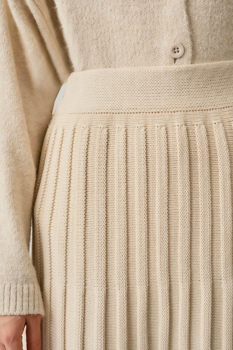 Pileli Triko Etek Ekru