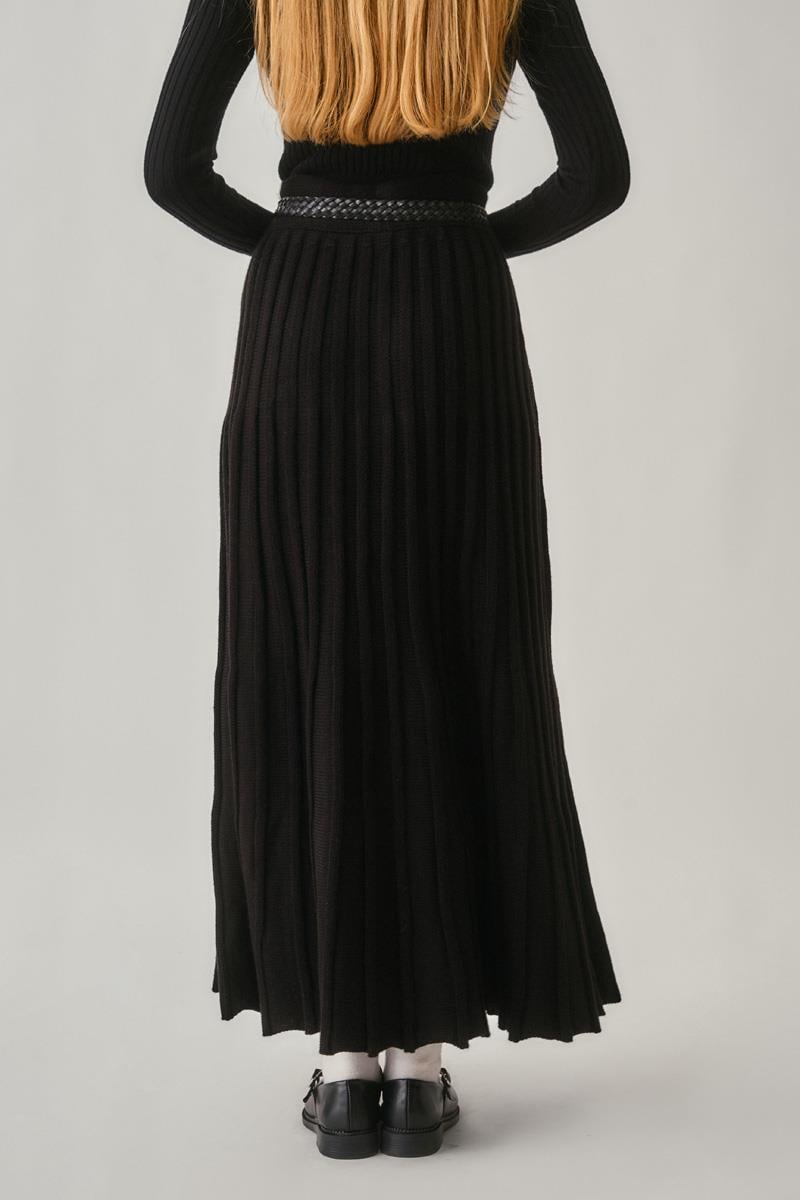 Pileli Triko Etek Siyah