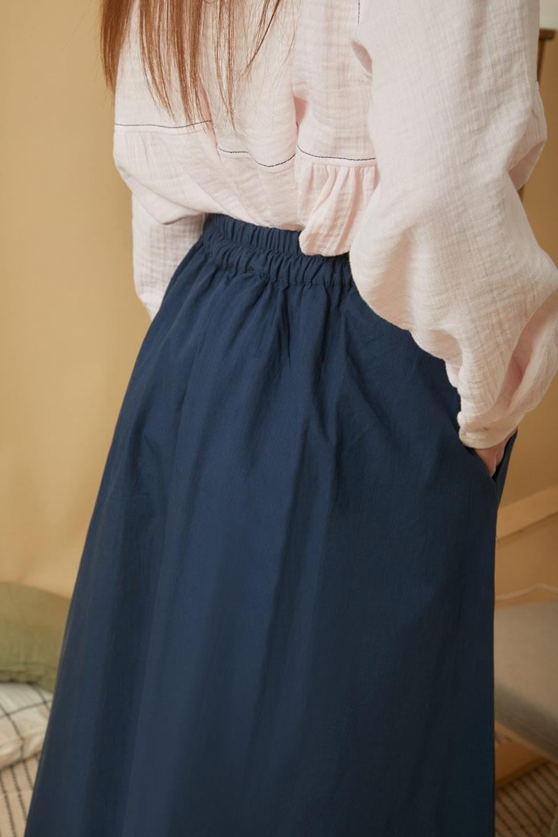 Poplin Etek Lacivert