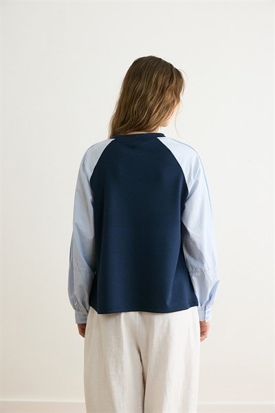 Poplin Kol Detaylı Bluz 