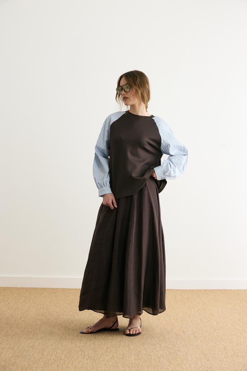 Poplin Kol Detaylı Bluz 