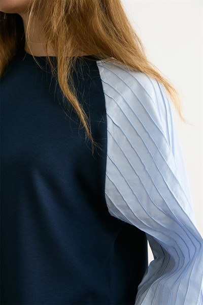 Poplin Kol Detaylı Bluz 