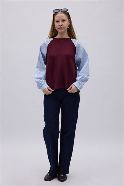 Poplin Kol Detaylı Bluz 