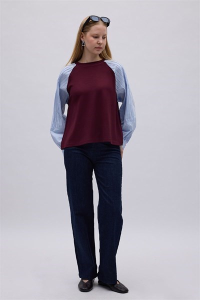 Poplin Kol Detaylı Bluz 