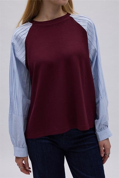 Poplin Kol Detaylı Bluz 