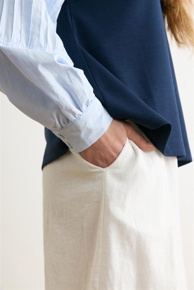 Poplin Kol Detaylı Bluz 