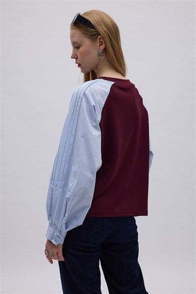 Poplin Kol Detaylı Bluz 