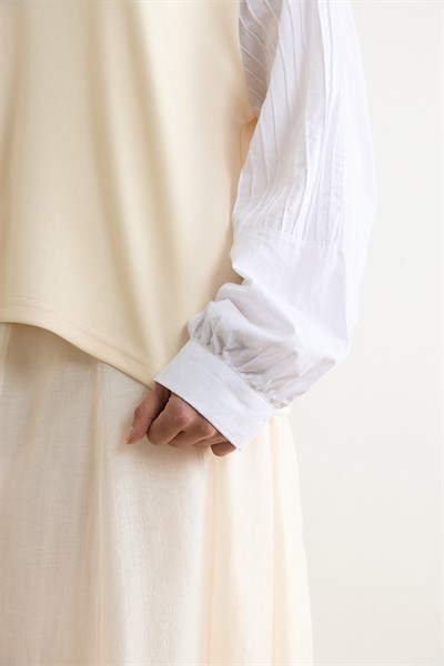 Poplin Kol Detaylı Bluz 