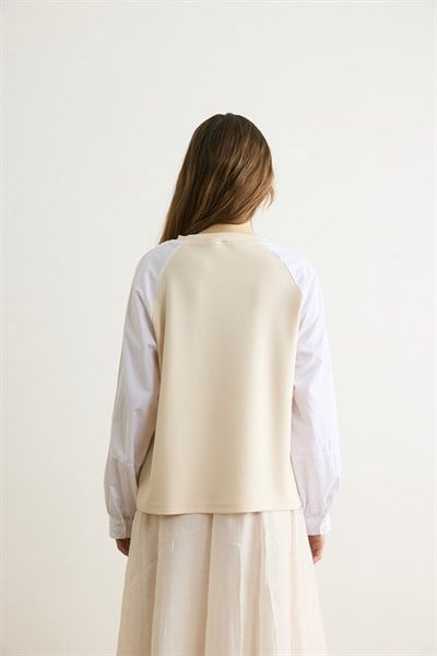 Poplin Kol Detaylı Bluz 