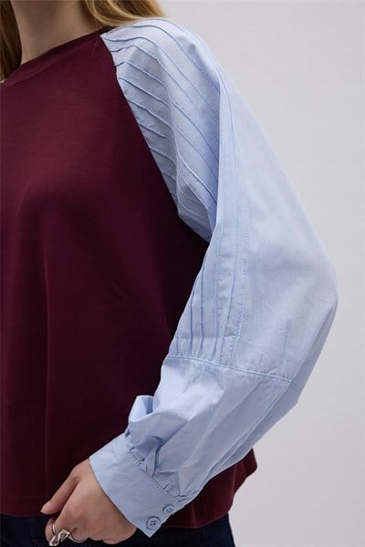 Poplin Kol Detaylı Bluz 