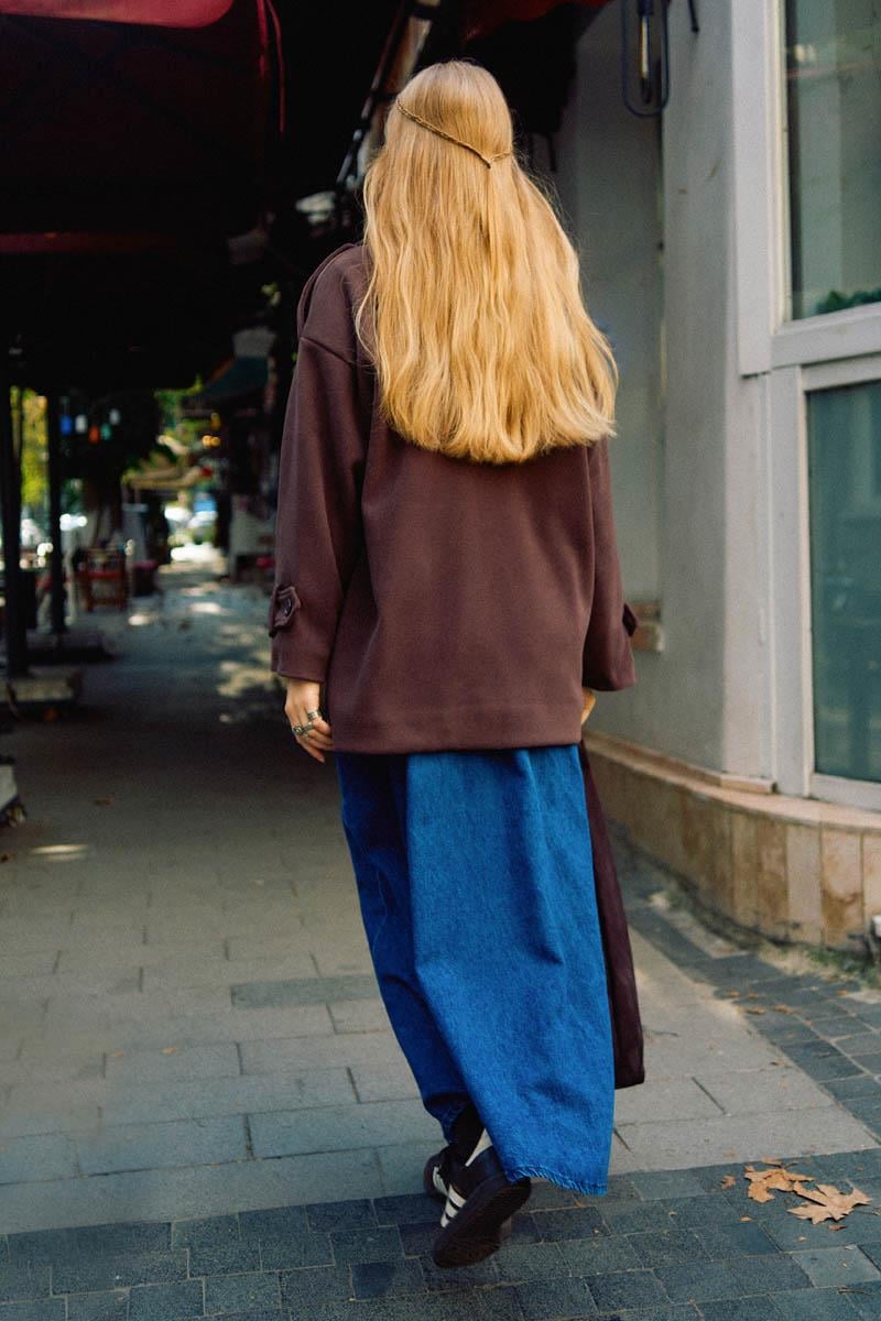 Premium Kısa Kaban Koyu Mürdüm