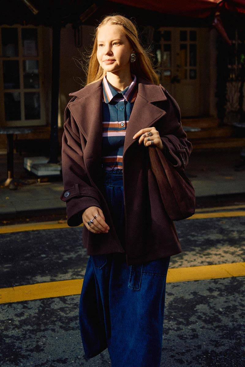 Premium Kısa Kaban Koyu Mürdüm