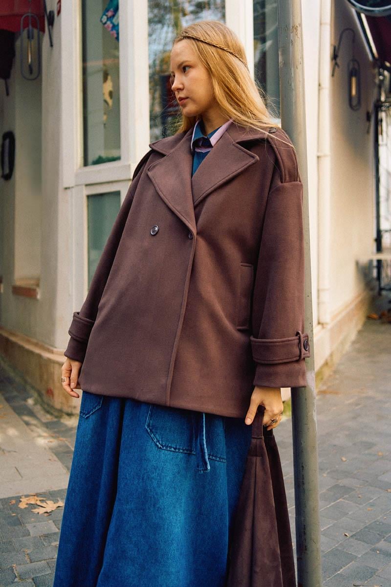 Premium Kısa Kaban Koyu Mürdüm