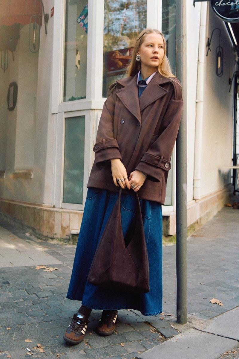 Premium Kısa Kaban Koyu Mürdüm