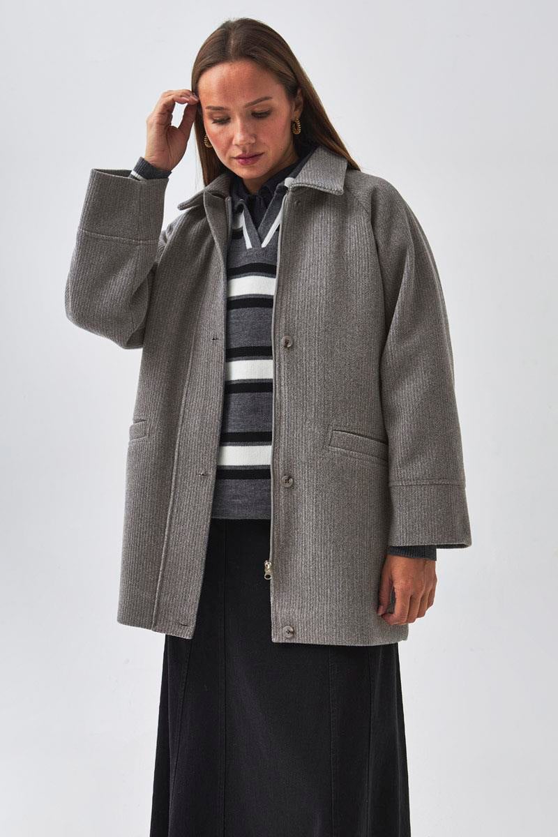 Reglan Kol Kısa Kaban Gri