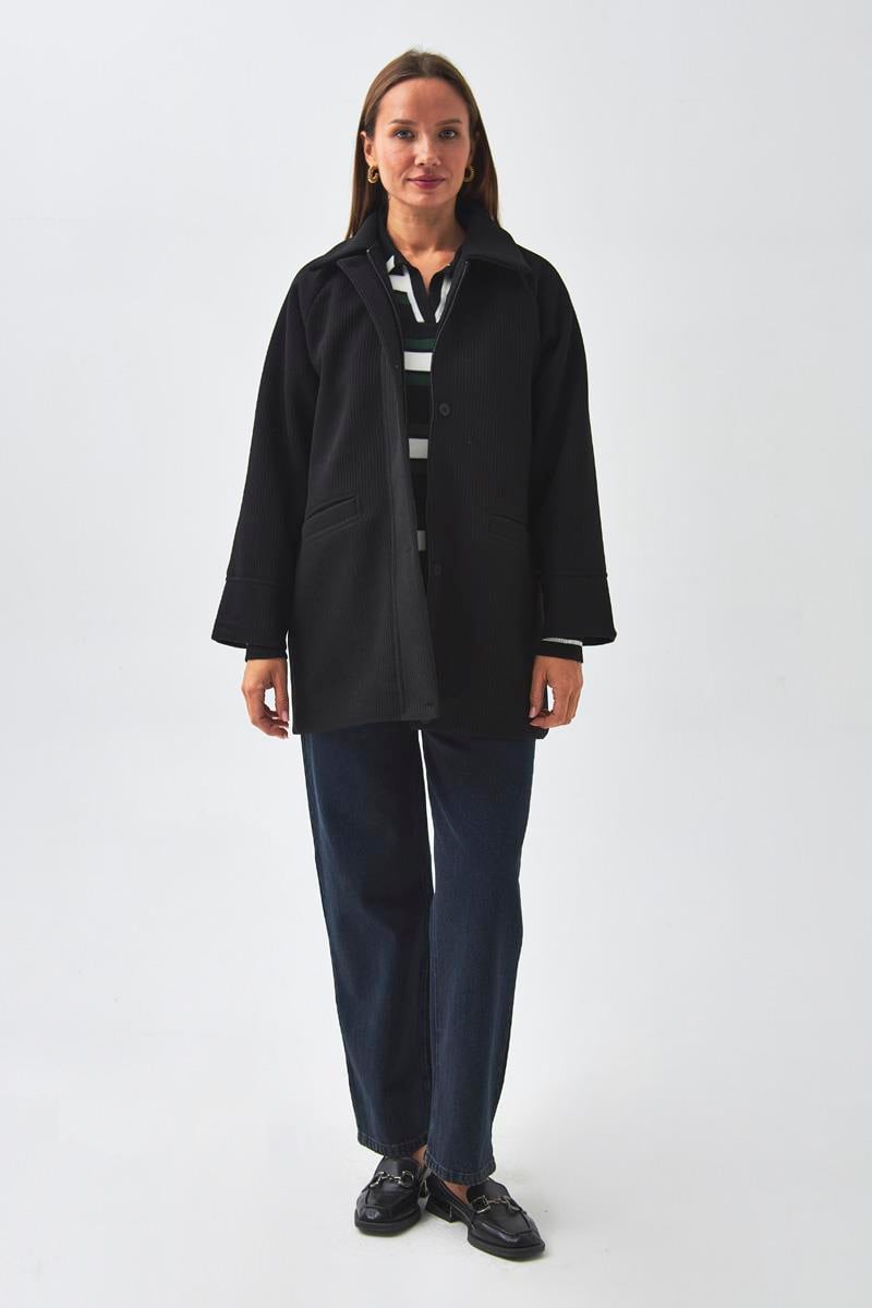 Reglan Kol Kısa Kaban Siyah