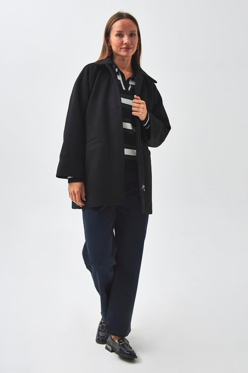 Reglan Kol Kısa Kaban Siyah