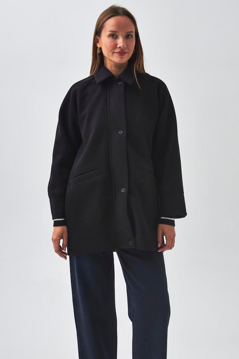 Reglan Kol Kısa Kaban Siyah