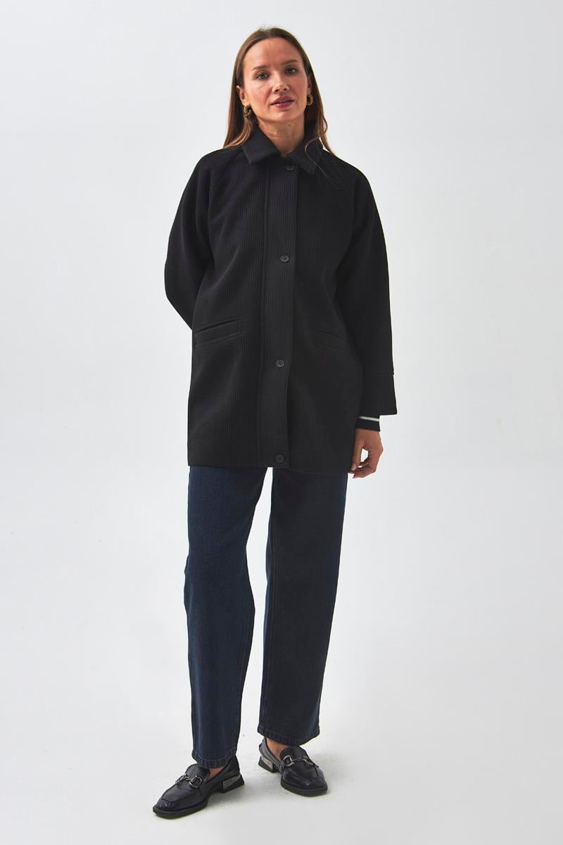 Reglan Kol Kısa Kaban Siyah