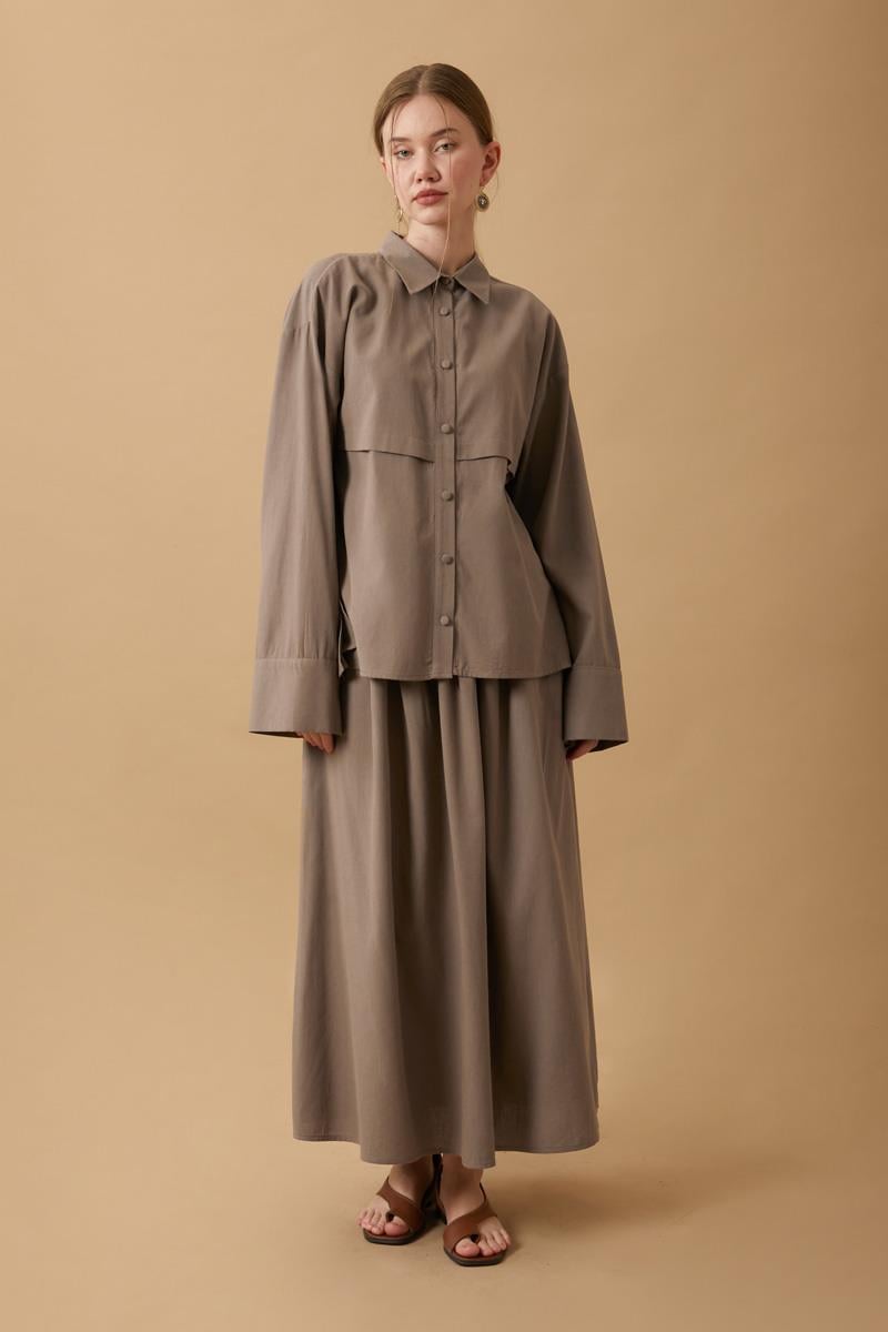 Rüzgarlıklı Keten Etek Takım Toprak