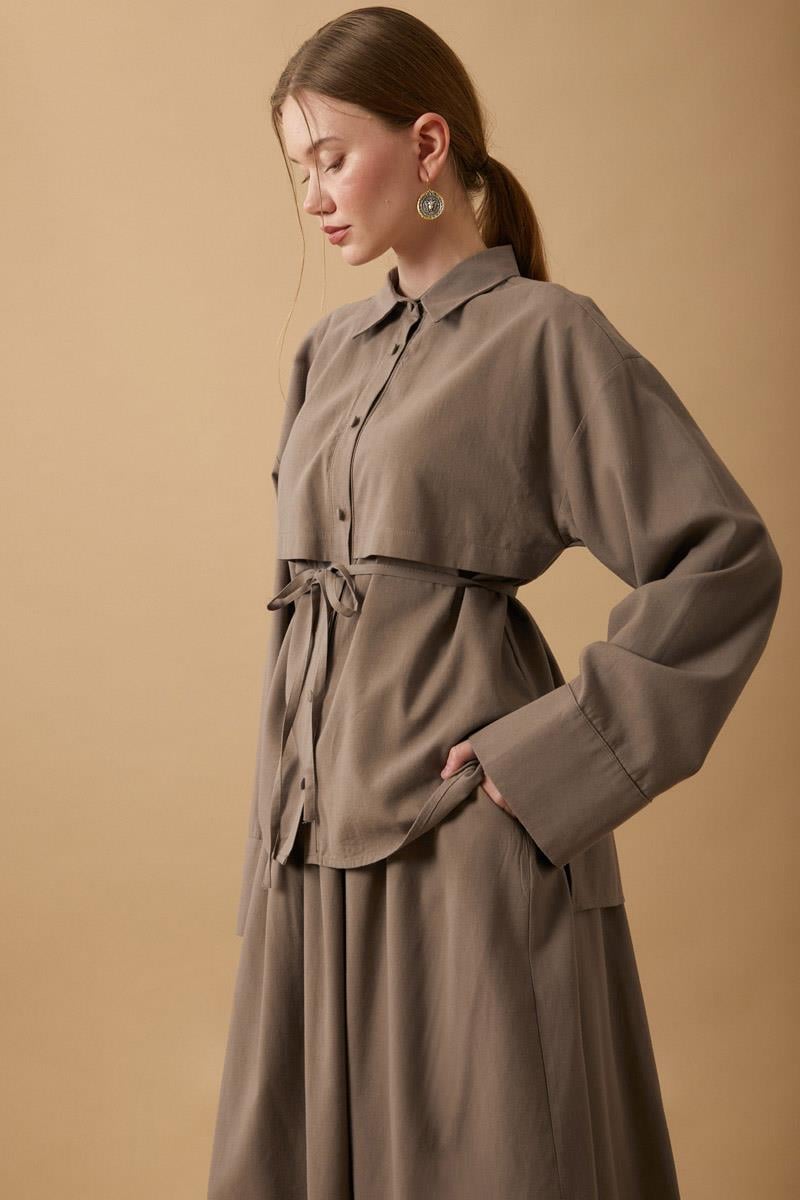 Rüzgarlıklı Keten Etek Takım Toprak