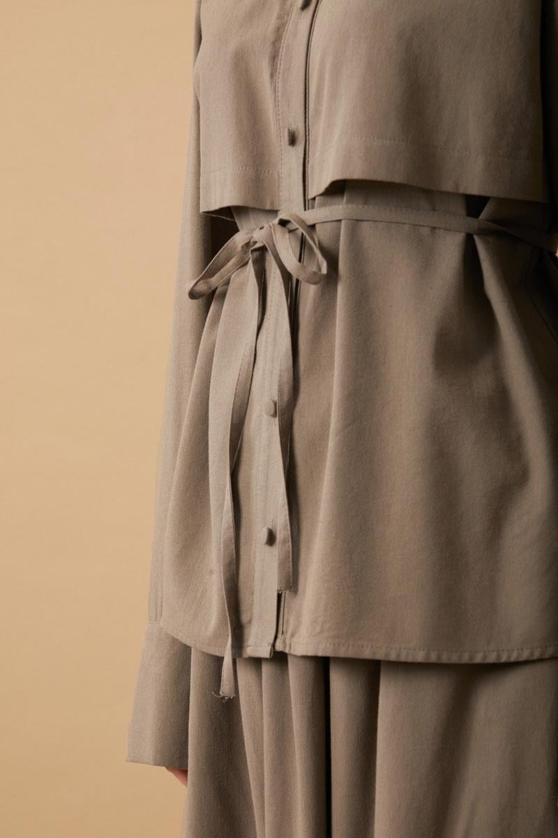 Rüzgarlıklı Keten Etek Takım Toprak