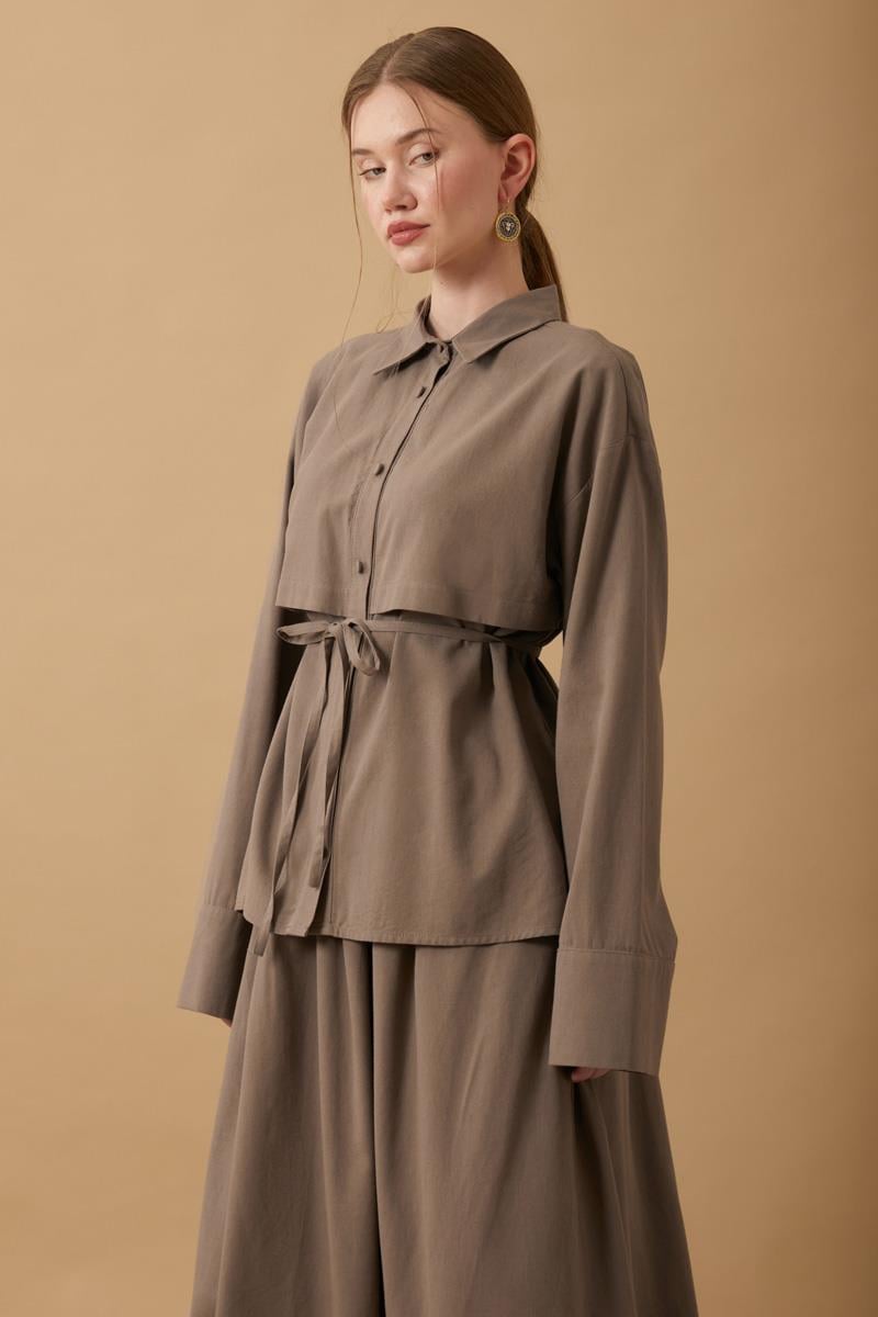 Rüzgarlıklı Keten Etek Takım Toprak