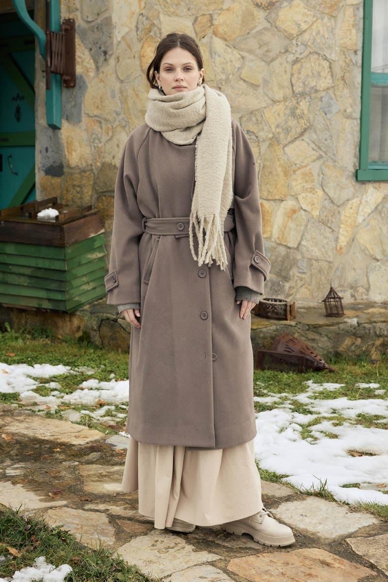 Rüzgarlıklı Premium Kaban Vizon