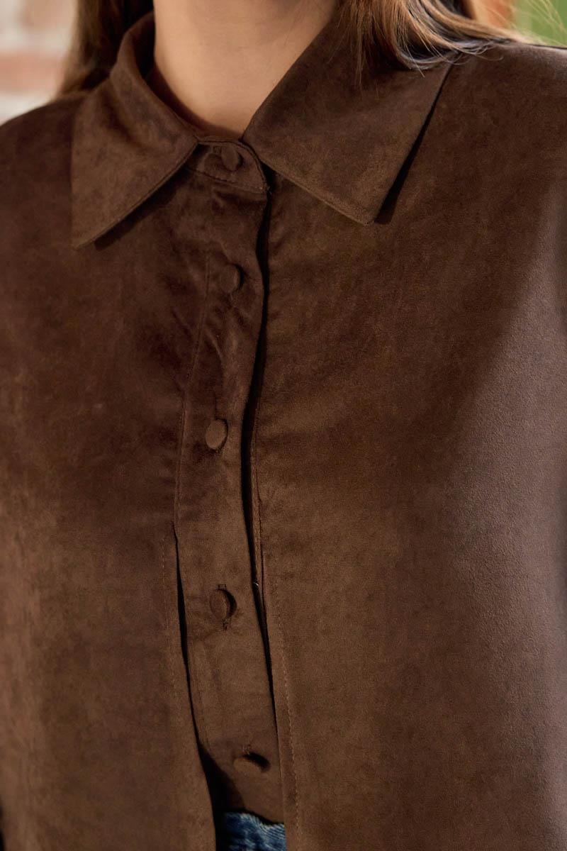 Rüzgarlıklı Süet Gömlek Kahverengi