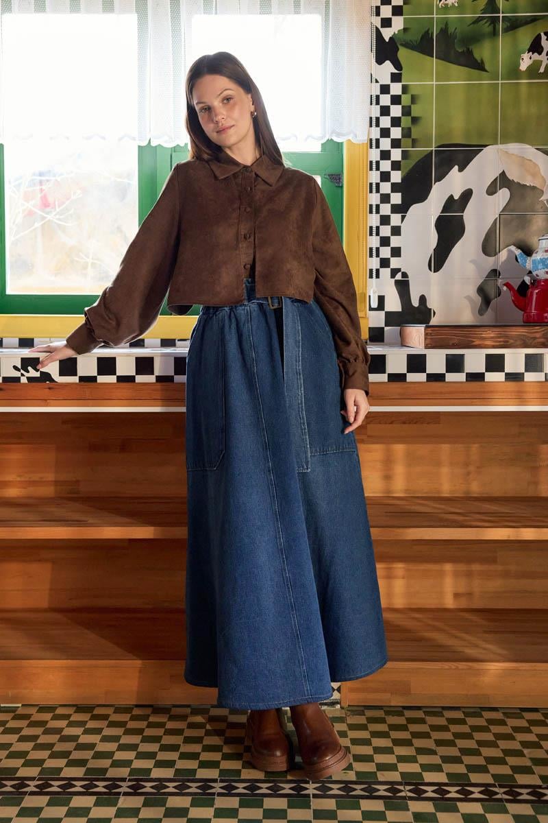 Rüzgarlıklı Süet Gömlek Kahverengi