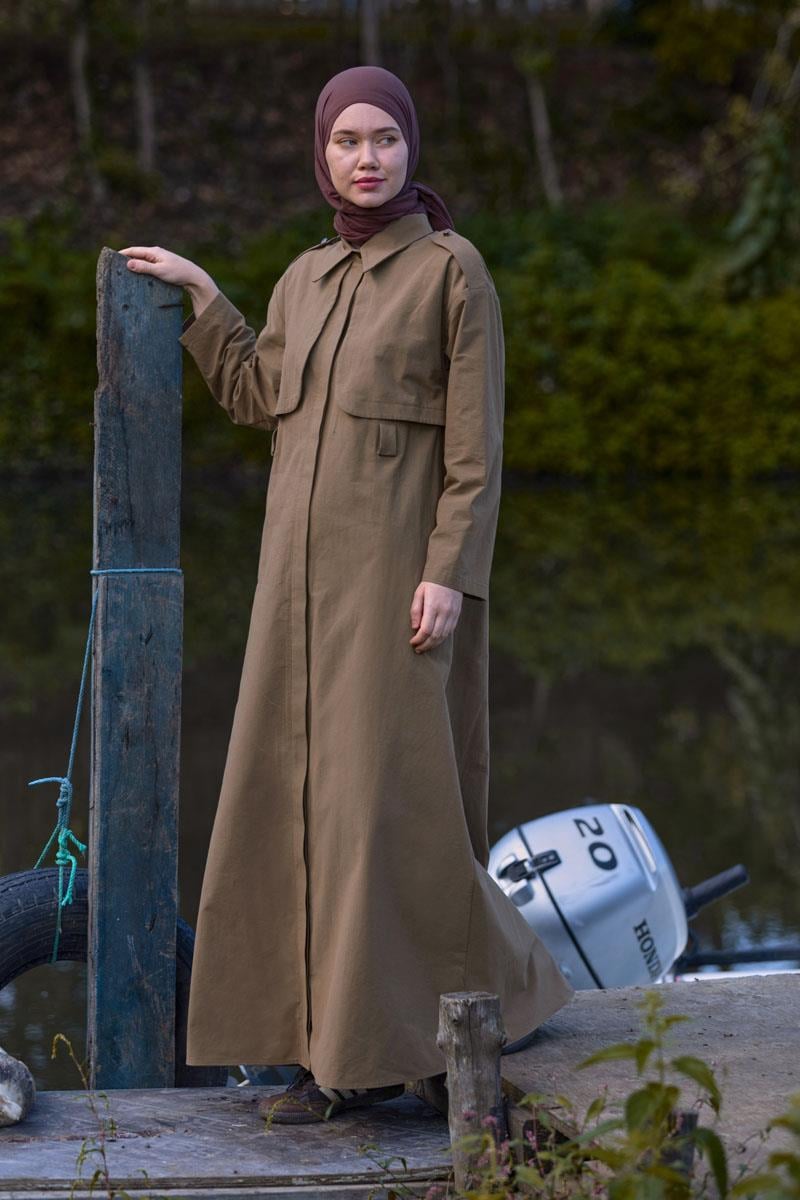 Rüzgarlıklı Trenç Elbise Taba