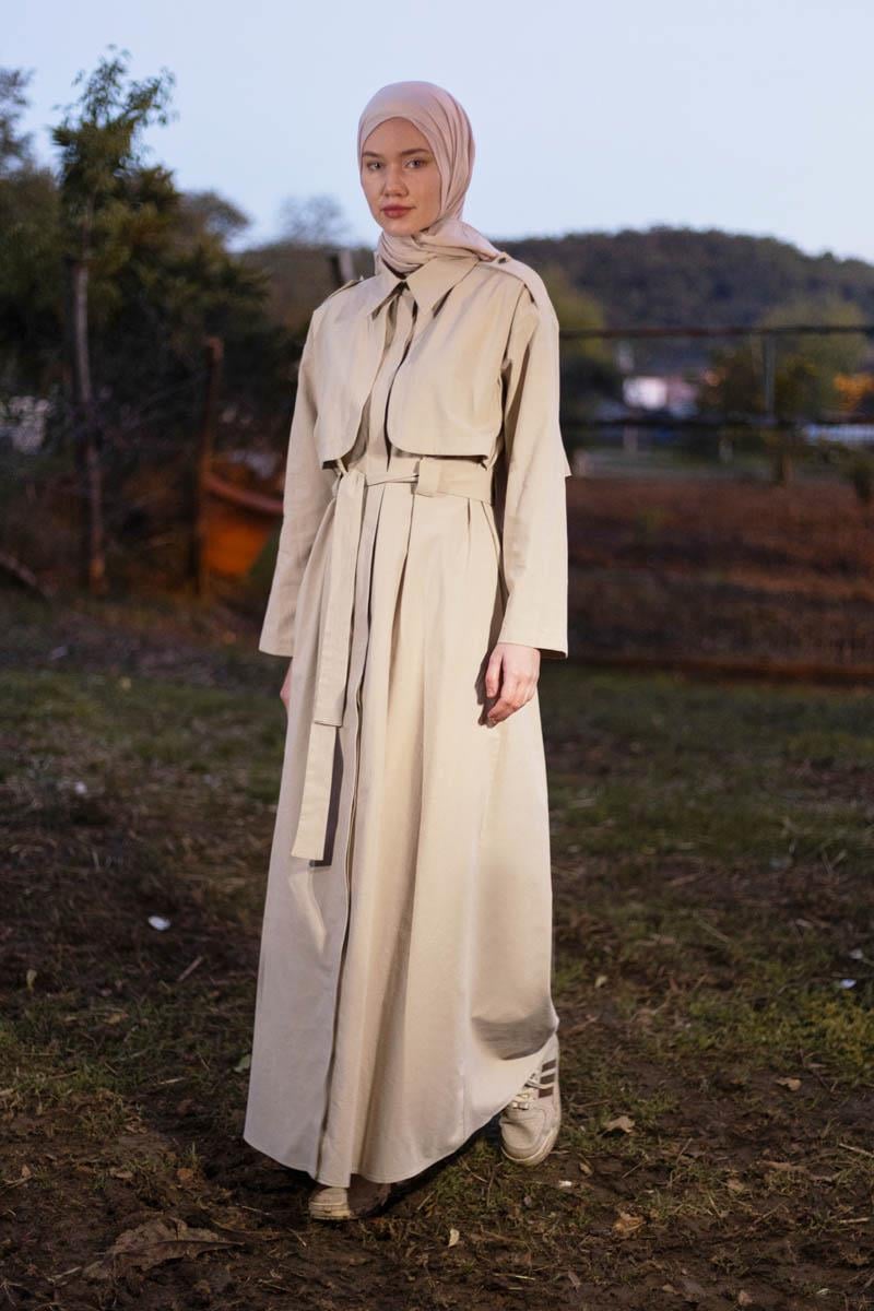 Rüzgarlıklı Trenç Elbise Taş