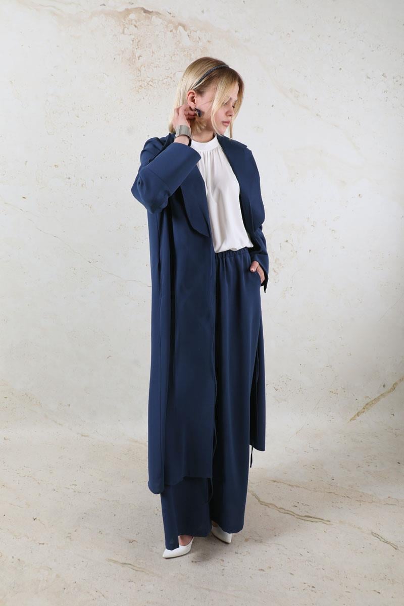 Şal Yaka Krep Takım Lacivert