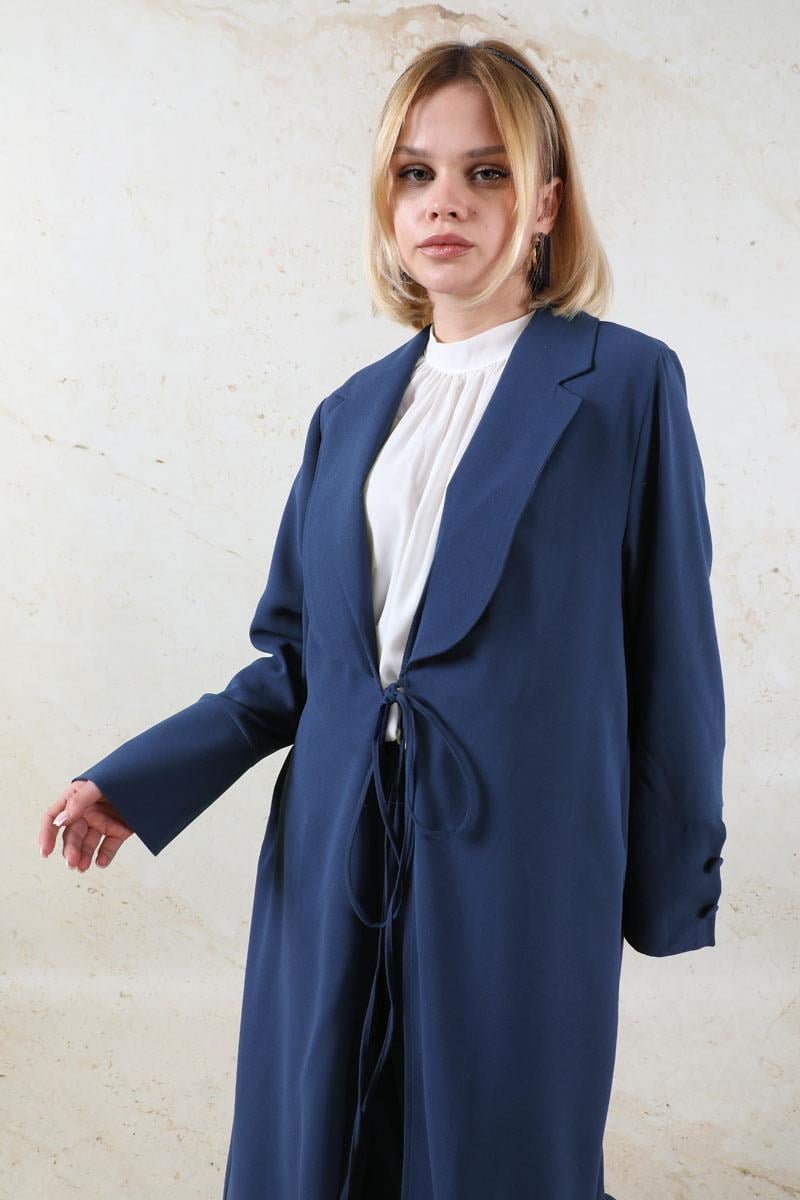 Şal Yaka Krep Takım Lacivert