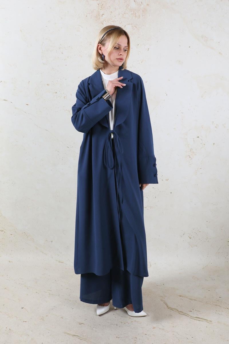 Şal Yaka Krep Takım Lacivert