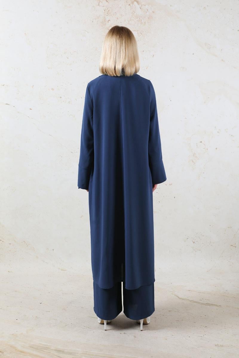 Şal Yaka Krep Takım Lacivert