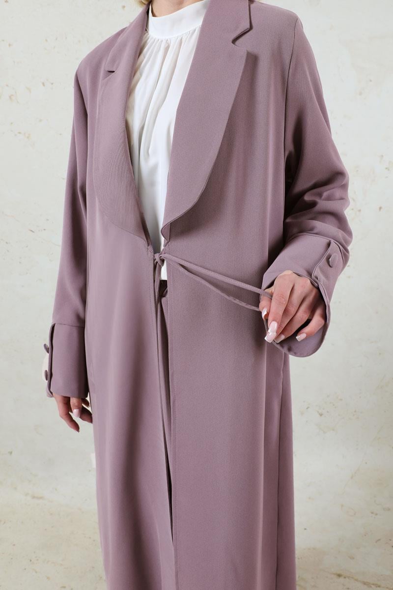 Şal Yaka Krep Takım Lila