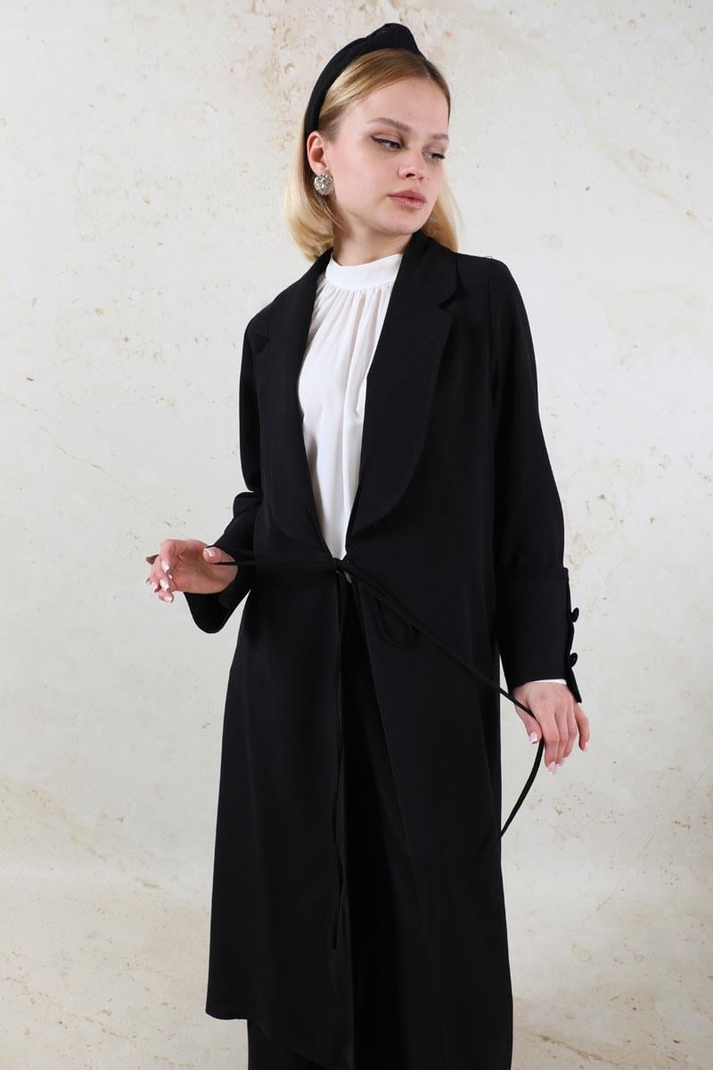 Şal Yaka Krep Takım Siyah