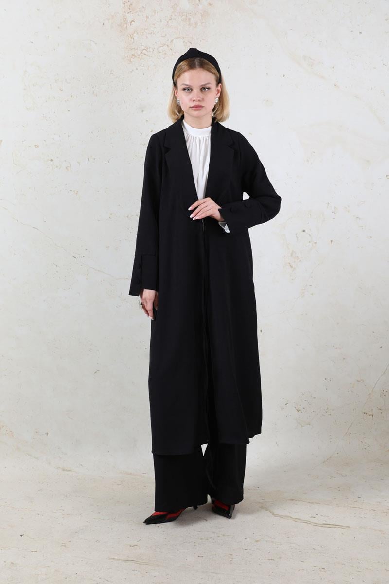 Şal Yaka Krep Takım Siyah