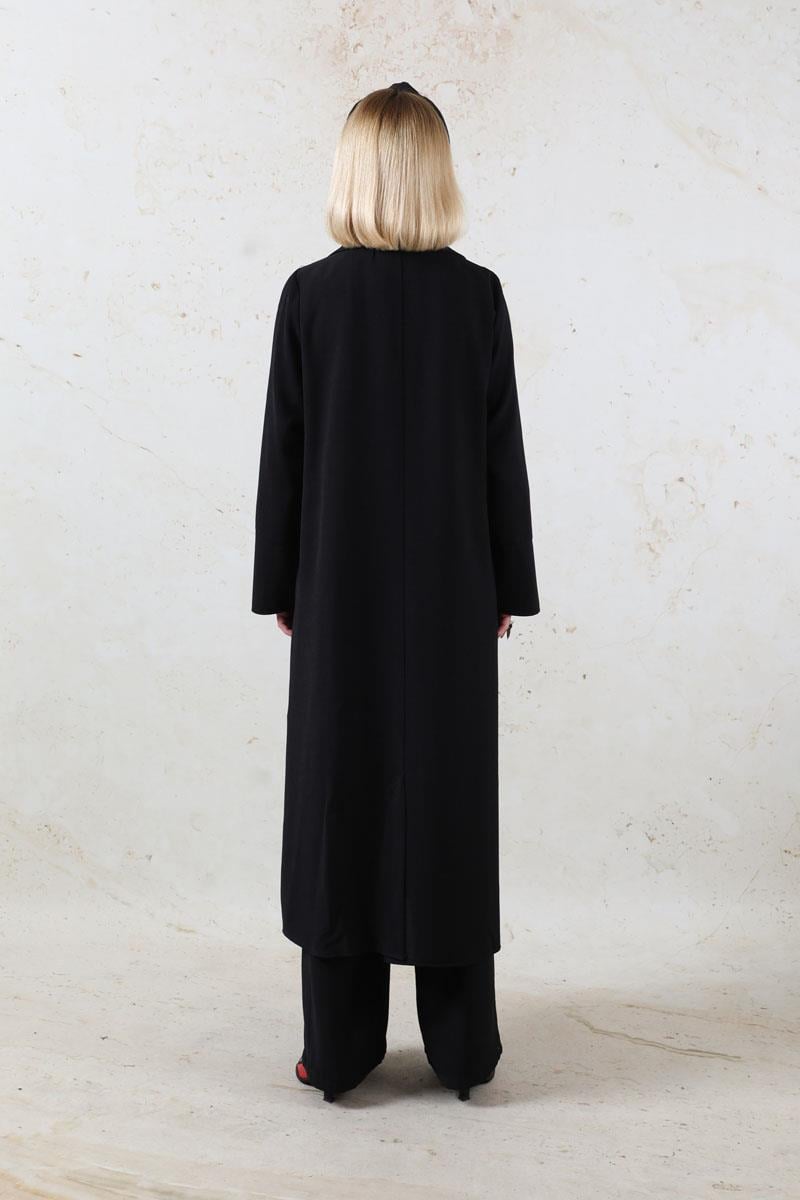 Şal Yaka Krep Takım Siyah