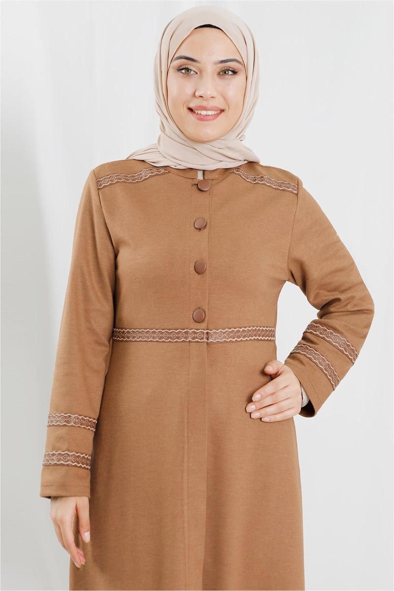 Şerit Detaylı Camel Ferace
