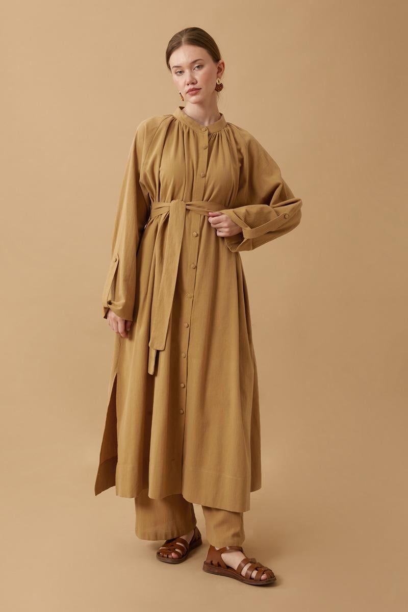 Şile Bezi Tunik Takım Camel