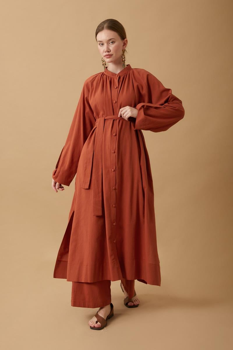 Şile Bezi Tunik Takım Kiremit