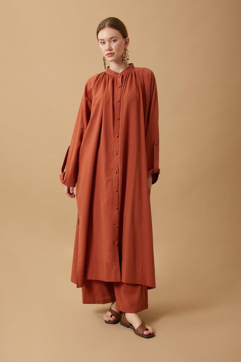 Şile Bezi Tunik Takım Kiremit