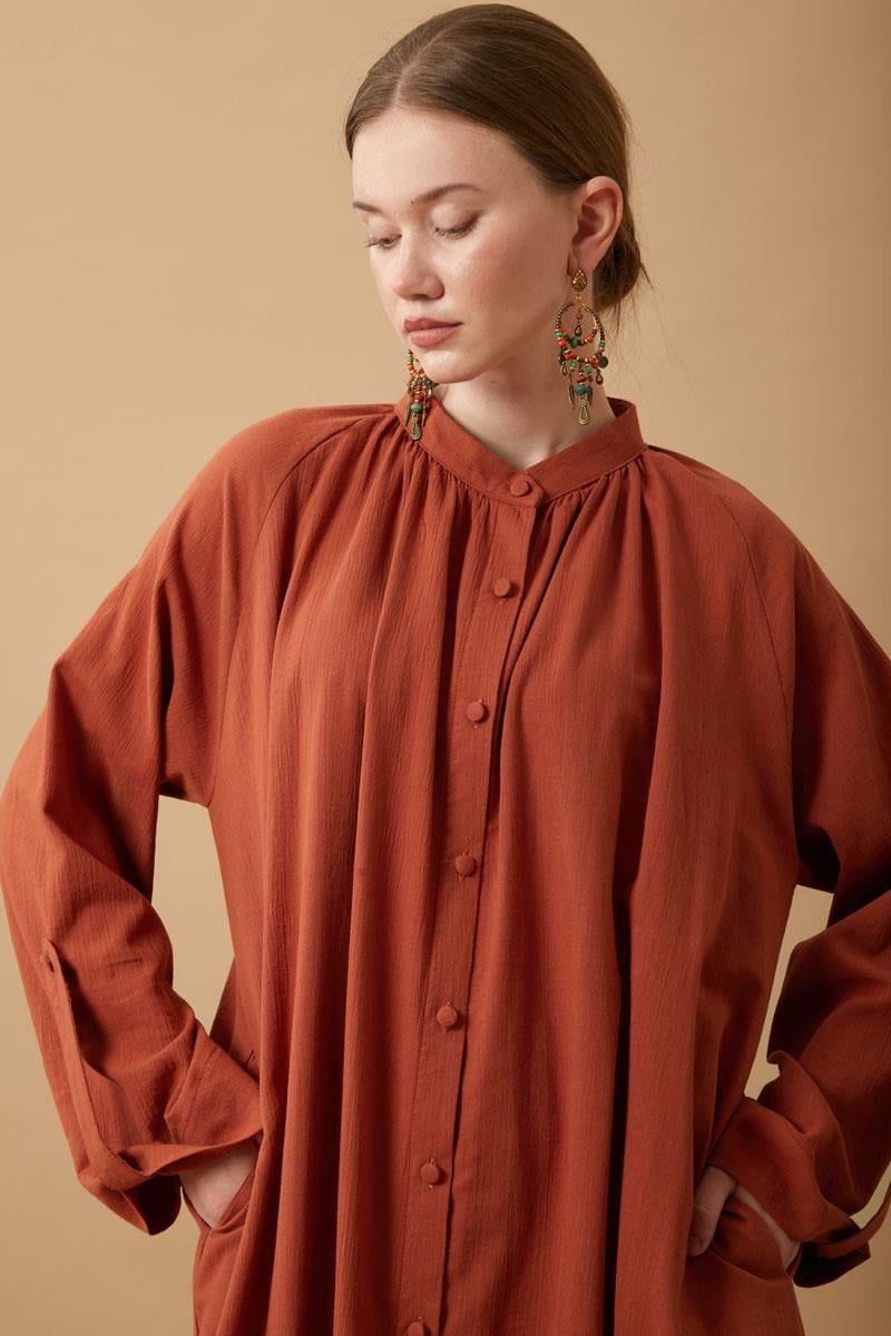 Şile Bezi Tunik Takım Kiremit