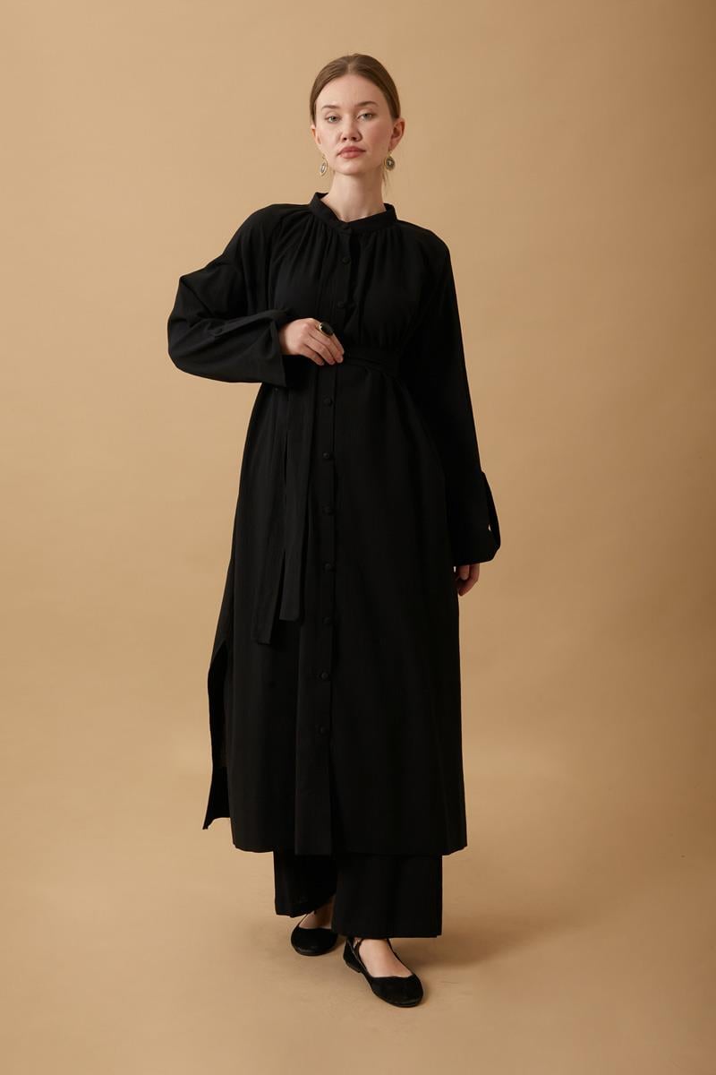 Şile Bezi Tunik Takım Siyah