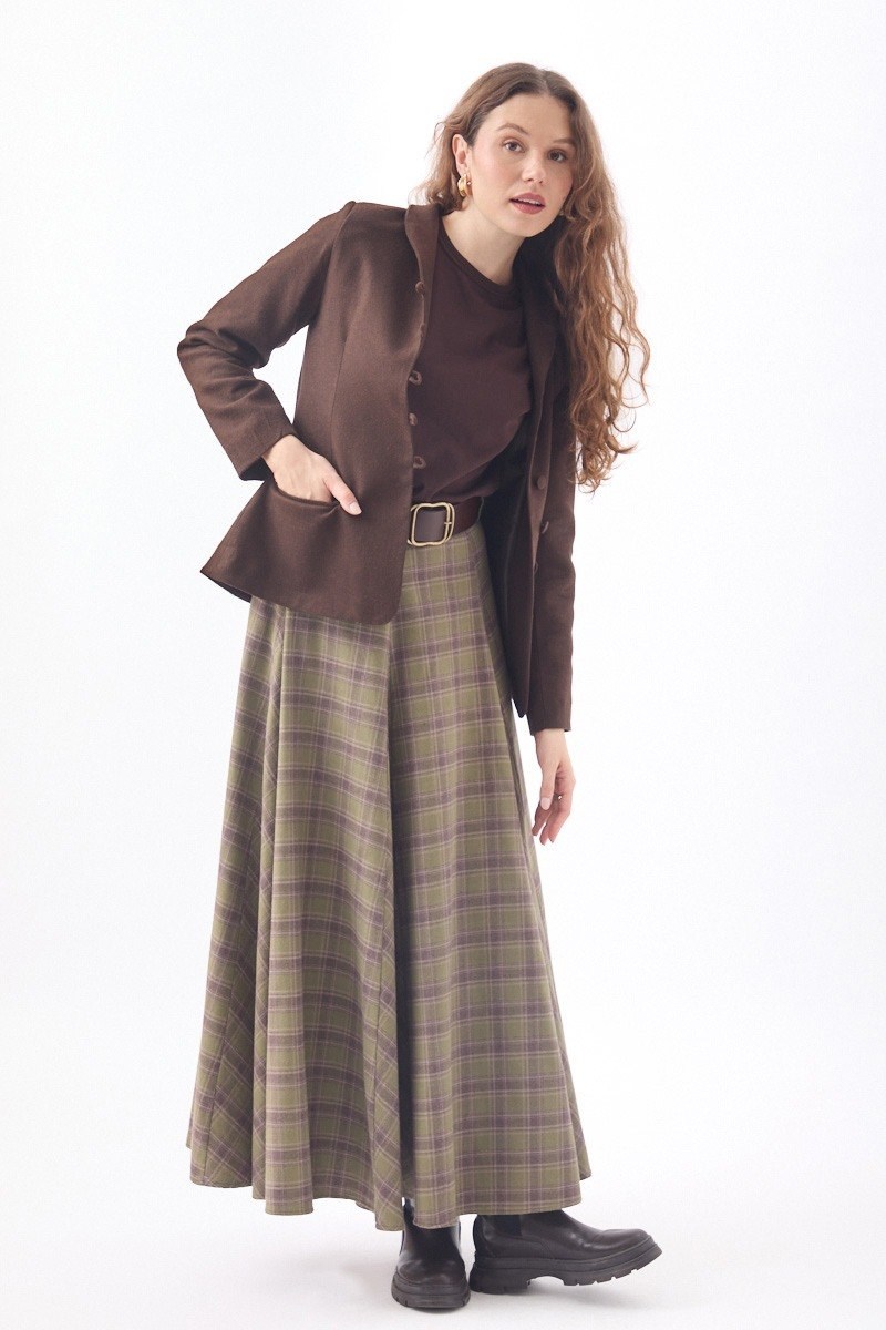 Slim Fit Yüksek Yaka Yönlü Ceket  Kahve