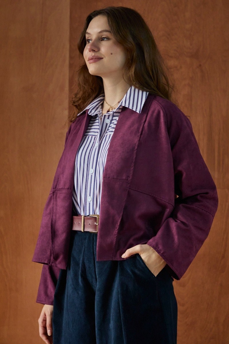 Süet Ceket Bordo