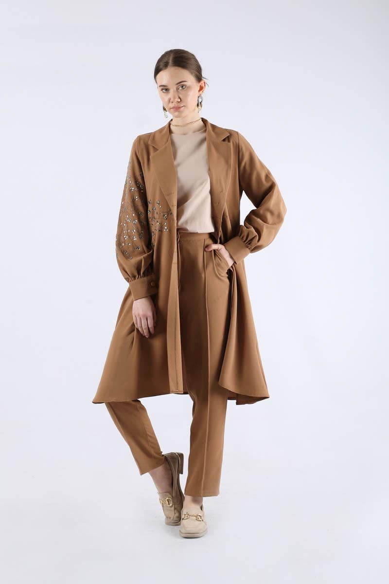 Taşlı Tunik İkili Takım Camel