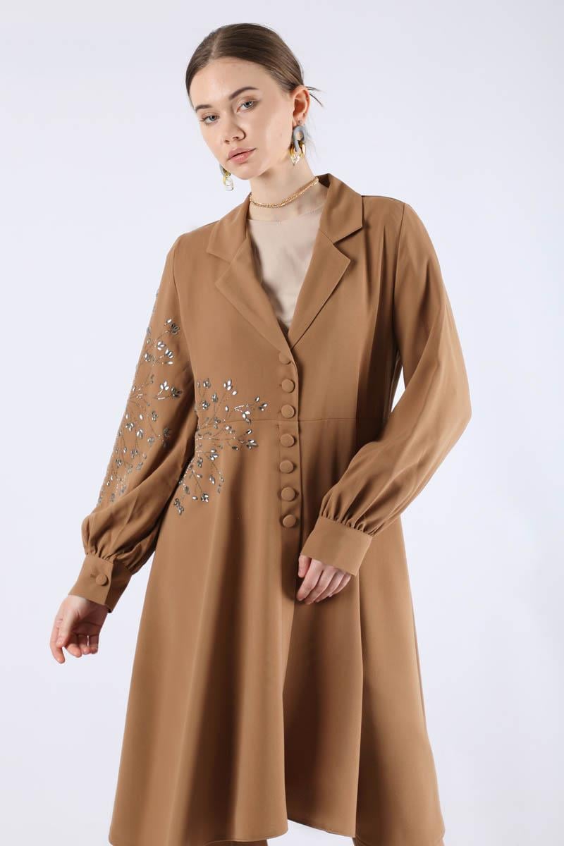 Taşlı Tunik İkili Takım Camel